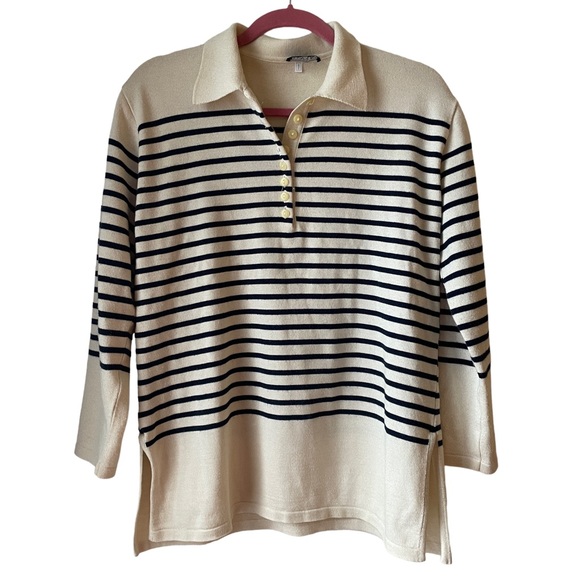 Nautical / breton stripe sweater with collar - Picture 1 of 6